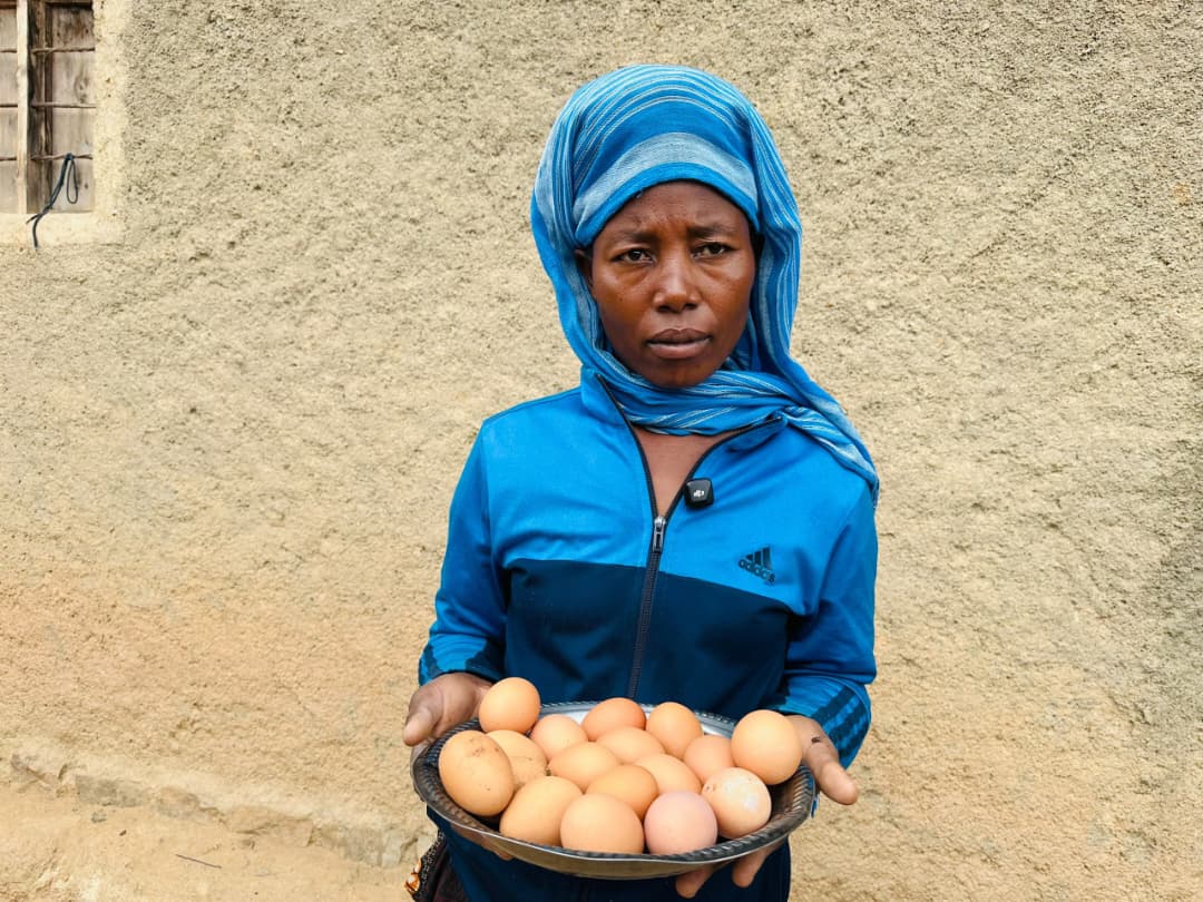 A Rwandan mother struggling to feed her malnourished child received four chickens through a community farming programme. Her flock grew to seven, giving the family eggs to eat and sell. Across the district, 2,700 households received chickens, helping child stunting fall from 50.5% to 35.8%.
